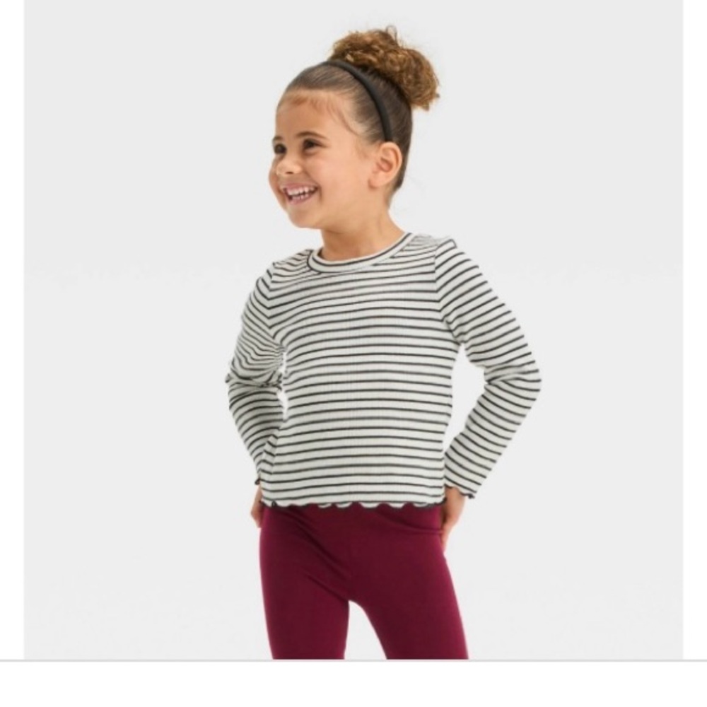 Toddler Girls' Rib Long Sleeve T-Shirt - Cat & Jack™ Black Size 18M new